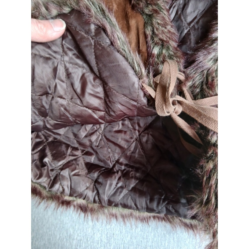 Vintage Vest Medium Faux Suede Fur Embroidered Penny Lane Boho Western Bow - Picture 9 of 13